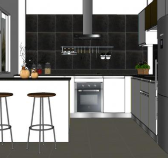 简约厨房家装SU模型下载_sketchup草图大师SKP模型