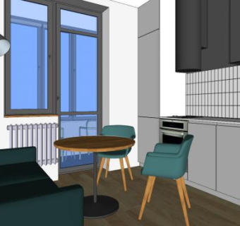 现代简约餐厅厨房SKP模型下载_sketchup草图大师SKP模型