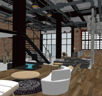 展厅室内su模型下载_sketchup草图大师SKP模型