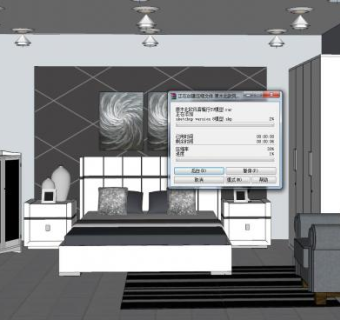 简约现代卧室家装SU模型下载_sketchup草图大师SKP模型