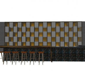 新中式前台吧台SU模型下载_sketchup草图大师SKP模型