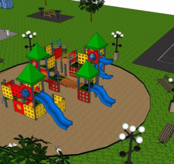 国外儿童游乐园su模型下载_sketchup草图大师SKP模型