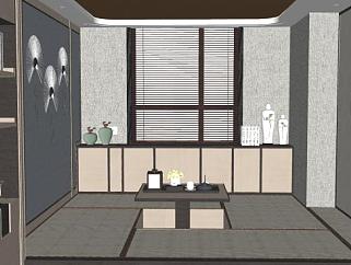 现代日式风格茶室SU模型下载_sketchup草图大师SKP模型