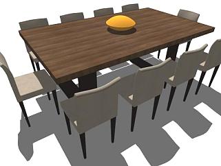 室内餐桌su模型下载_sketchup草图大师SKP模型