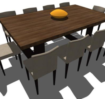 室内餐桌su模型下载_sketchup草图大师SKP模型