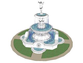 雕塑喷泉su模型下载_sketchup草图大师SKP模型