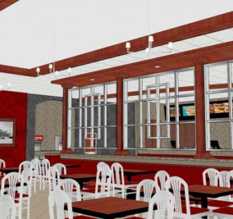 全日制餐厅su模型下载_sketchup草图大师SKP模型