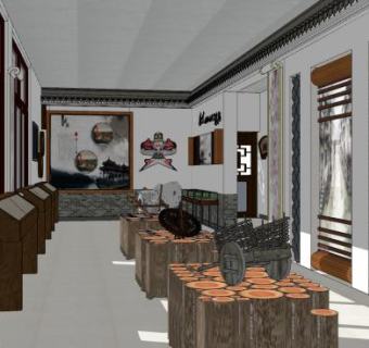 中式历史文化展厅SU模型下载_sketchup草图大师SKP模型