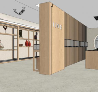 新中式珠宝展厅设计SU模型下载_sketchup草图大师SKP模型