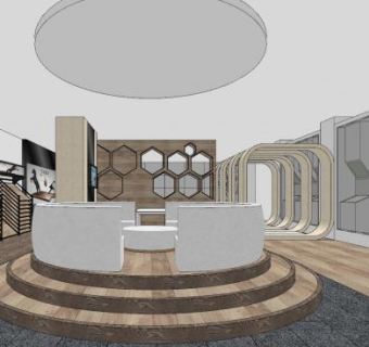 现代商业设计柏金地板展厅SU模型下载_sketchup草图大师SKP模型