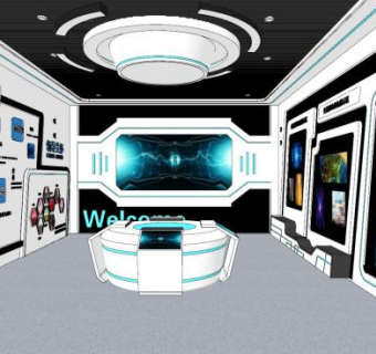 现代企业展厅室内SU模型下载_sketchup草图大师SKP模型