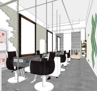 现代美发沙龙SU模型下载_sketchup草图大师SKP模型
