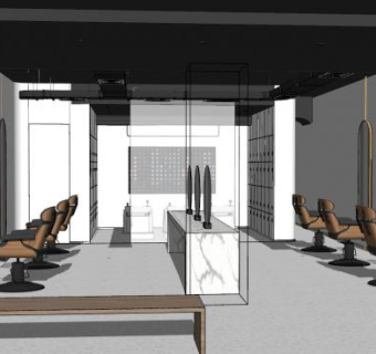 现代简约理发店SU模型下载_sketchup草图大师SKP模型