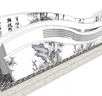 景墙小场景su模型下载_sketchup草图大师SKP模型