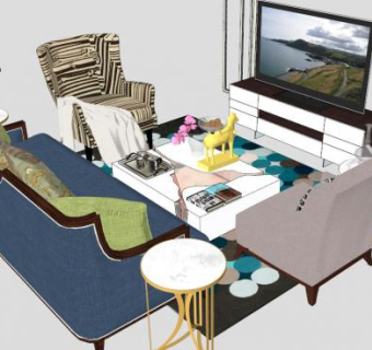 美式家具su模型下载_sketchup草图大师SKP模型