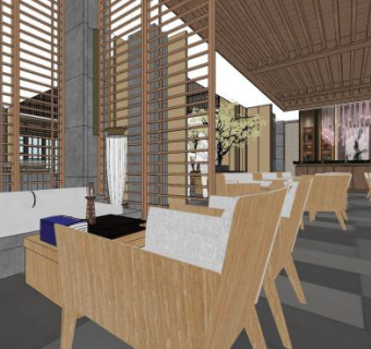 新中式轻奢售楼处SU模型下载_sketchup草图大师SKP模型