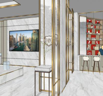 龙樾熙城售楼处SU模型下载_sketchup草图大师SKP模型