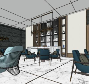 新中式售楼处室内sketchup模型下载_sketchup草图大师SKP模型