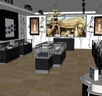 欧式时尚化妆品专卖店SU模型下载_sketchup草图大师SKP模型