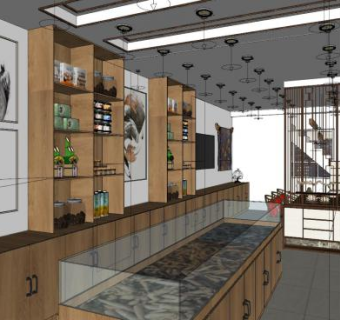 现代茶叶特产店SU模型下载_sketchup草图大师SKP模型