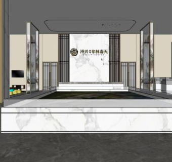 华林春天售楼处SU模型下载_sketchup草图大师SKP模型