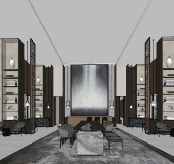 现代售楼处洽谈区SU模型下载_sketchup草图大师SKP模型