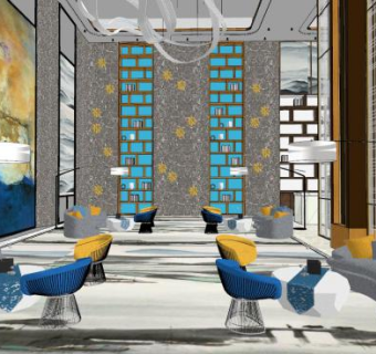 现代轻奢售楼处SU模型下载_sketchup草图大师SKP模型