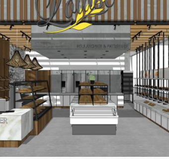 现代面包店设计SU模型下载_sketchup草图大师SKP模型