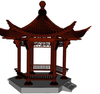 六角攒尖顶su模型下载_sketchup草图大师SKP模型