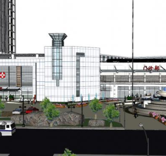 医院大门su模型下载_sketchup草图大师SKP模型