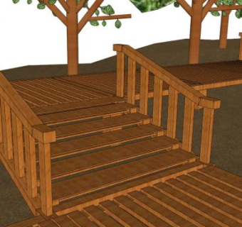 木阶梯su模型下载_sketchup草图大师SKP模型