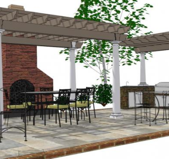 室外花架SU模型下载_sketchup草图大师SKP模型