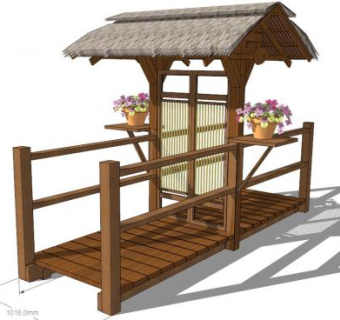 木质庭院门su模型下载_sketchup草图大师SKP模型