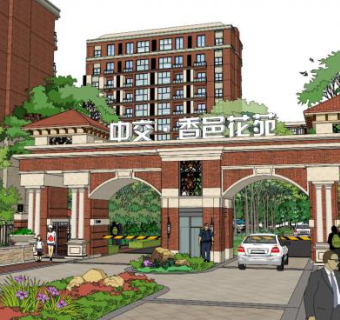 商业大门入口su模型下载_sketchup草图大师SKP模型