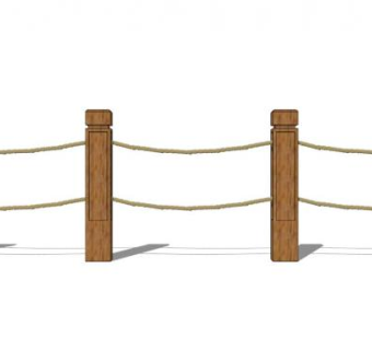 木制麻绳栏杆su模型下载_sketchup草图大师SKP模型