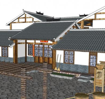 乡村四合院SU模型下载_sketchup草图大师SKP模型