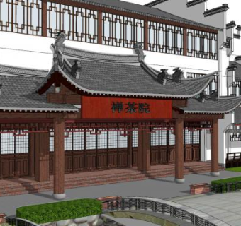 徽派廊檐su模型下载_sketchup草图大师SKP模型