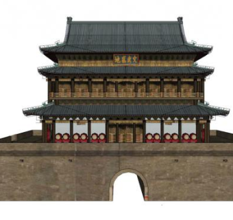 西安城墙su模型下载_sketchup草图大师SKP模型