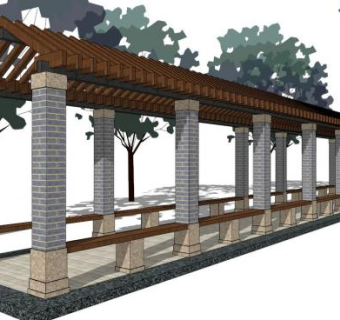 风雨廊su模型下载_sketchup草图大师SKP模型