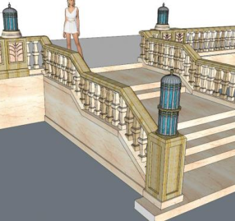 欧式酒店楼梯su模型下载_sketchup草图大师SKP模型