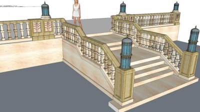 欧式酒店楼梯su模型下载_sketchup草图大师SKP模型