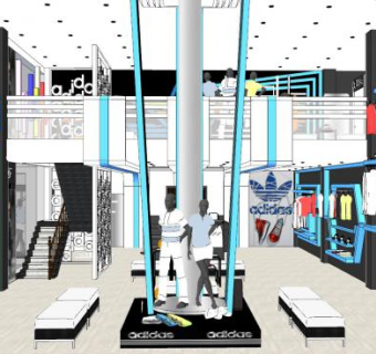 adidas服装专卖店SU模型下载_sketchup草图大师SKP模型