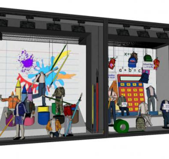 儿童服装童装橱窗模特SU模型下载_sketchup草图大师SKP模型
