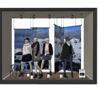 现代服装店橱窗SU模型下载_sketchup草图大师SKP模型