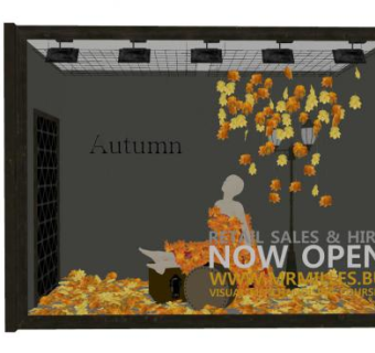 现代服装店橱窗模特SU模型下载_sketchup草图大师SKP模型