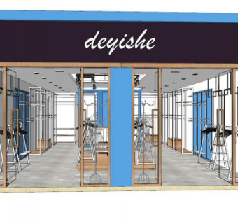 现代服装店室内衣架SU模型下载_sketchup草图大师SKP模型