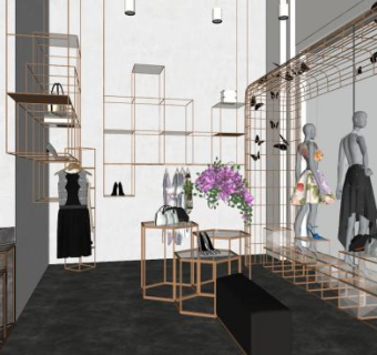 现代极简服装店SU模型下载_sketchup草图大师SKP模型