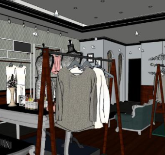 欧式服装店设计SU模型下载_sketchup草图大师SKP模型