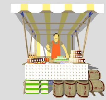 景区摊位su模型下载_sketchup草图大师SKP模型