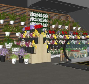 现代超市花店SU模型下载_sketchup草图大师SKP模型